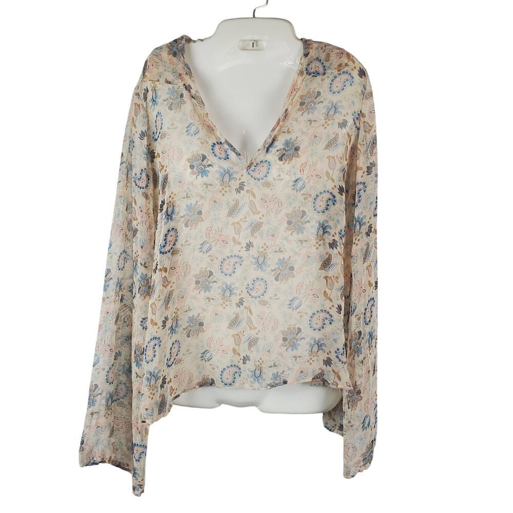 🌿 Xhilaration Floral Sheer Mesh Blouse Whimsigoth S